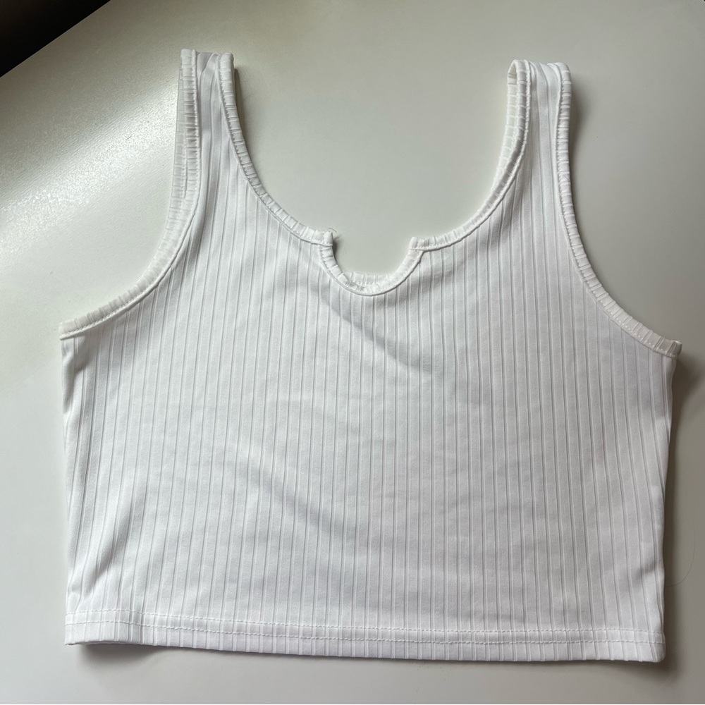 Ribbed Basic White Crop Top